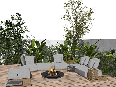 Modern Outdoor Sofa Courtyard Garden Outdoor Sofa Landscape Trees Green Planting Outdoor Rattan Chair model