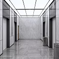 Modern Elevator Hallway Interior With Marble Walls Polished Floor And Elevator Doors 3d model