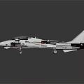 White Fighter Jet with Streamlined Design and Landing Gear on Ground