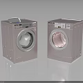 Two Modern Rose Gold Front Load Washing Machines With Digital Control Panels 3d model