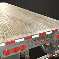 Sturdy Metal Flatbed Trailer Featuring Long Deck Multiple Axles Red Reflective Strips And Support Legs 3d model