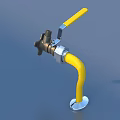 Yellow Kitchen Faucet With Curved Spout And Yellow Handle On Base
