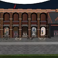 Music House Bar Exterior With Brick Building Neon Lights And Night Lighting