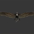 Vulture with Spread Wings Standing on White Base Against Gray Background 3d model