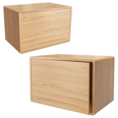 Minimalist Wooden Bedside Table With Light Wood Finish And Drawer Design 3d model