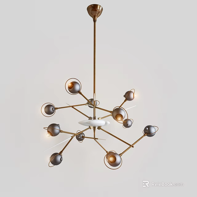 Modern Chandelier With Multiple Spherical Bulbs And Metal Frame Hanging Light 3d model