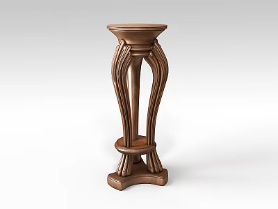 Elegant Wooden Flower Stand with Curved Legs and Detailed Craftsmanship for Home Decor 3d model