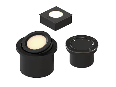 Black Outdoor Recessed Lights With Round And Square Designs For Garden Use 3d model