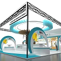 Sulwhasoo Ginseng Exhibition Booth With Blue White Design Circular Top And Curved Decorations