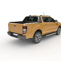 Orange Ford Pickup Truck Exterior Design With Stylish Wheels And Roof Antenna