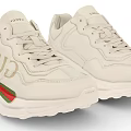 Cream Colored Gucci Sneakers With Red And Green Web Stripe And Chunky Sole