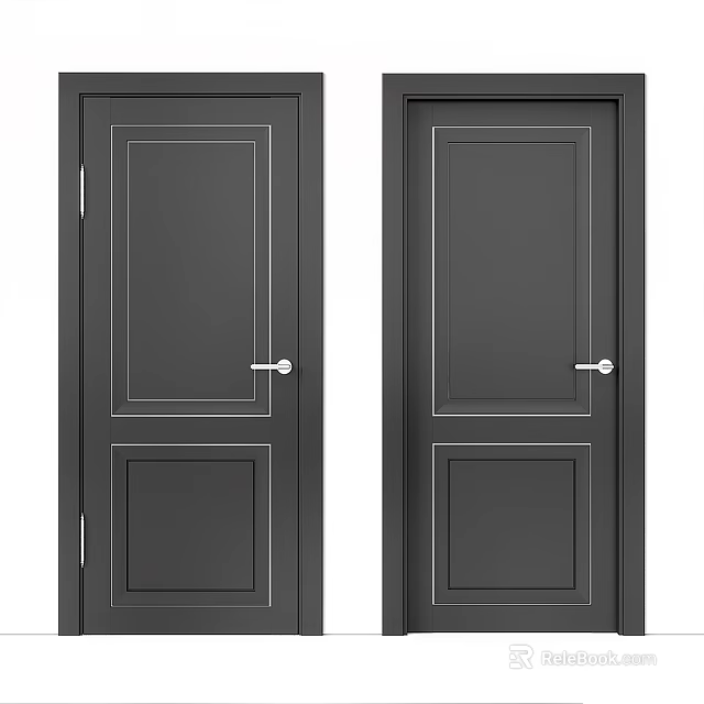 Black Hinged Doors With Modern Simple Lines And Sleek Design For Interior Use 3d model 