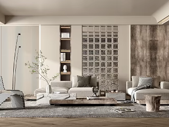 Quiet sofa tea table combination 3d model