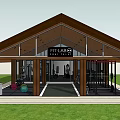 Modern Fitness Gym Interior With Glass Walls Wooden Ceiling And Workout Equipment