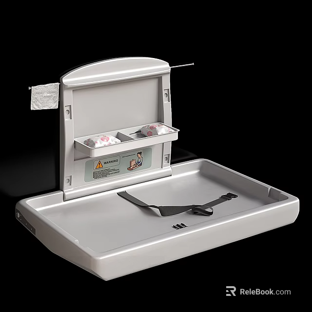 Bathroom Accessories Foldable Baby Changing Station With Safety Straps Storage Compartments And Tissue Holder 3d model 