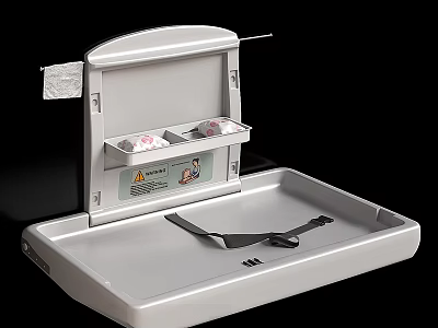 Bathroom Accessories Foldable Baby Changing Station With Safety Straps Storage Compartments And Tissue Holder 3d model