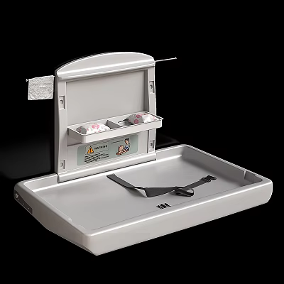 Bathroom Accessories Foldable Baby Changing Station With Safety Straps Storage Compartments And Tissue Holder 3d model