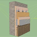 Building Component Wall Structure Section View With Insulation Waterproofing And Finishing Layers 3d model
