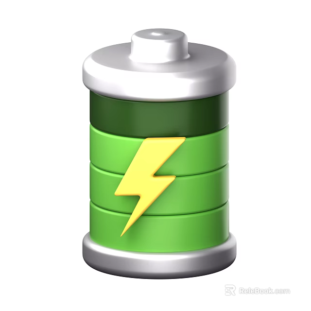 Green Rechargeable Household Battery With Lightning Symbol For Daily Use 3d model 