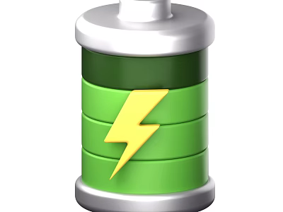 Green Rechargeable Household Battery With Lightning Symbol For Daily Use 3d model
