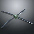 Modern Design Ceiling Fan With Four Metal Blades And Green Motor Component
