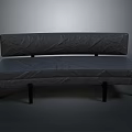 Modern Gray Upholstered Bench With Padded Backrest And Dark Wooden Legs