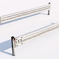 Durable Metal Guardrail Featuring Two Horizontal Rails And Bolted Posts 3d model