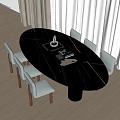 Modern Dining Table and Chair 3d model