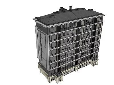 Modern Multi Storey Apartment Building Exterior With Flat Roof And Multiple Windows 3d model