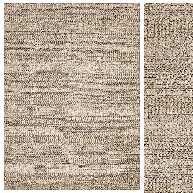 Natural Woven Square Area Rugs With Textured Patterns 3d model 