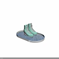 Stylish Light Blue Ice Skates Placed On Round Ice Crack Platform With Snowflakes