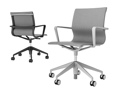 Modern Office Chairs With Mesh Backrest Armrests And Wheels In Black And Gray 3d model