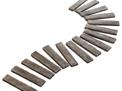 Gray Wood Strips Arranged In Curved Pattern For Decorative Use 3d model