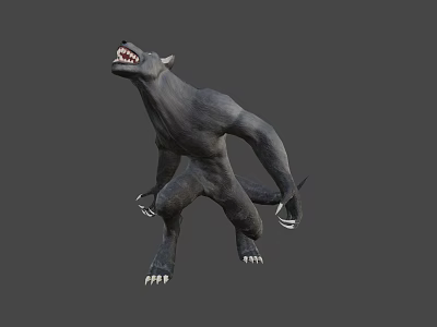 Fierce Wolf Like Game and Movie Character 3D Model with Sharp Fangs and Claws 3d model