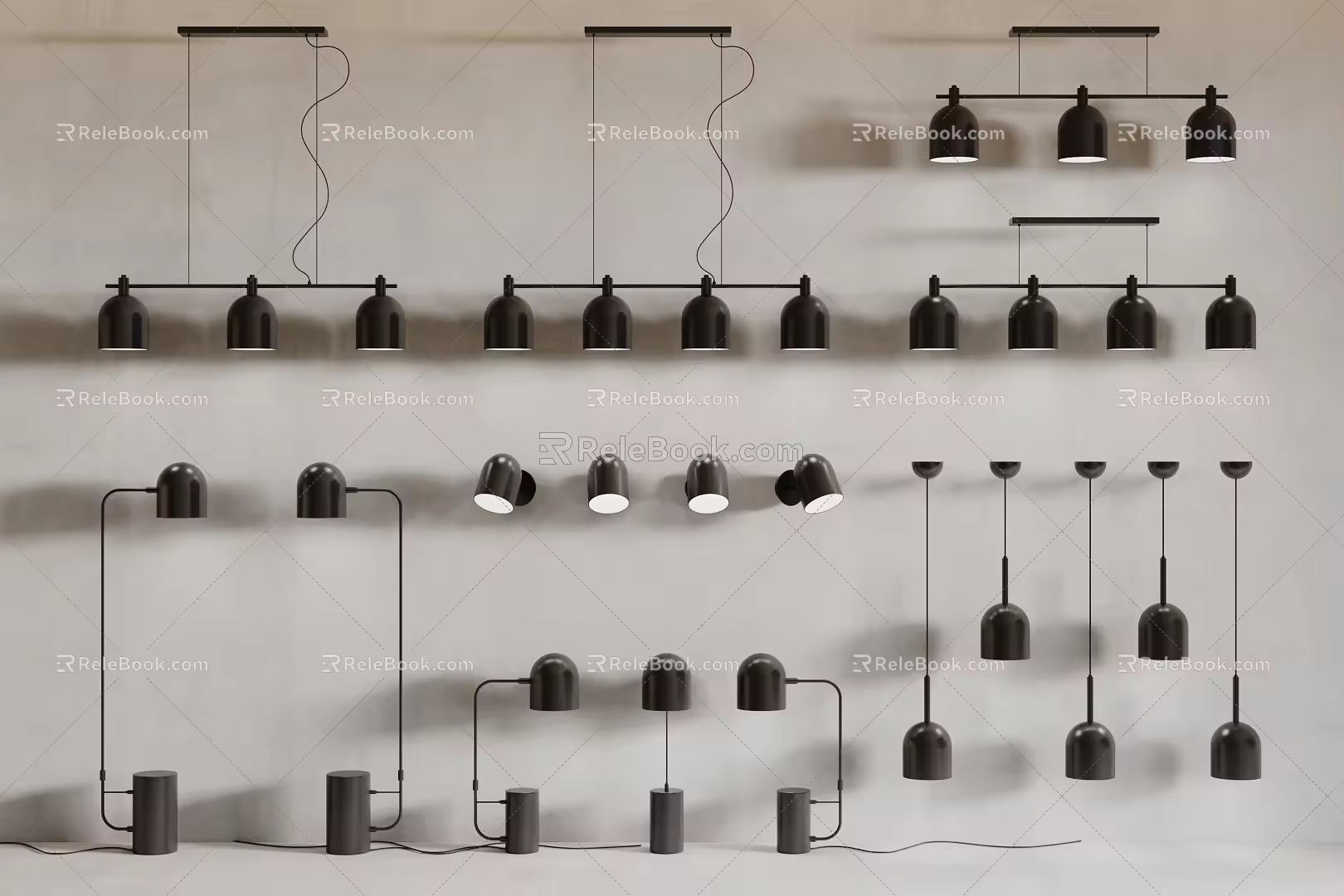 Modern combination lamp chandelier floor lamp table lamp 3d model