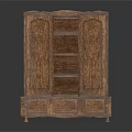 Traditional Wooden Cabinet With Carved Design Drawers Shelves And Storage Space