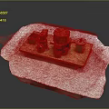 Mechanical Components Placed on Wooden Tray Featuring Red and Orange Parts