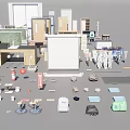 School Science Laboratory Setup With Lab Tables Scientific Equipment Beakers And Cabinets
