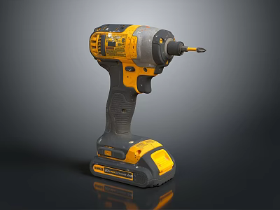 Yellow Black Cordless Power Drill With Ergonomic Handle Battery Pack And Metal Chuck For Home Repairs 3d model