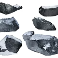 Natural Snow Covered Stones Featuring Textured Surfaces Displayed On White Background 3d model