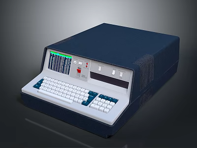 Vintage Electronic Computer Terminal With Dark Case Display Screen Control Buttons And Keyboard 3d model