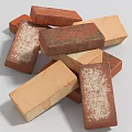 Red And Yellow Clay Bricks Stacked With Textured Surface And White Spots 3d model