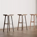 Modern Minimalist Solid Wood Bar Stools In Various Natural Wood Tones For Home Bar Use