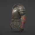 Medieval Metal Armor With Decorative Shoulder And Arm Plates Red Accents