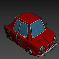 Cartoon Style Red Car With Number 8 Transparent Windows And Small Antenna