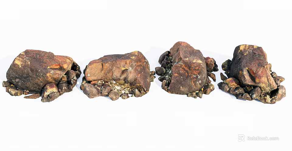 Natural Stone And Wood Crafted Decorative Pieces With Rustic Design Details 3d model 