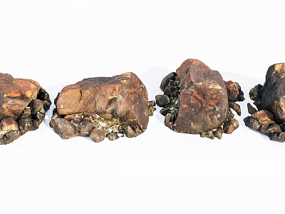 Natural Stone And Wood Crafted Decorative Pieces With Rustic Design Details 3d model