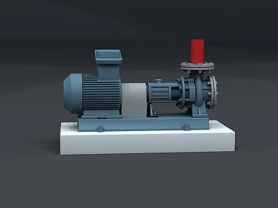 Heavy Duty Industrial Centrifugal Pump with Electric Motor Red Top Valve on White Base 3d model