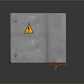 Open Metal Household Electrical Distribution Box With Internal Switches Wires And Warning Label