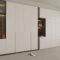 Modern White Wardrobe Design With Sleek Doors Hanging Space And Open Shelves